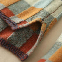 Luxurious Cashmere Turtleneck Sweater With Patchwork Design