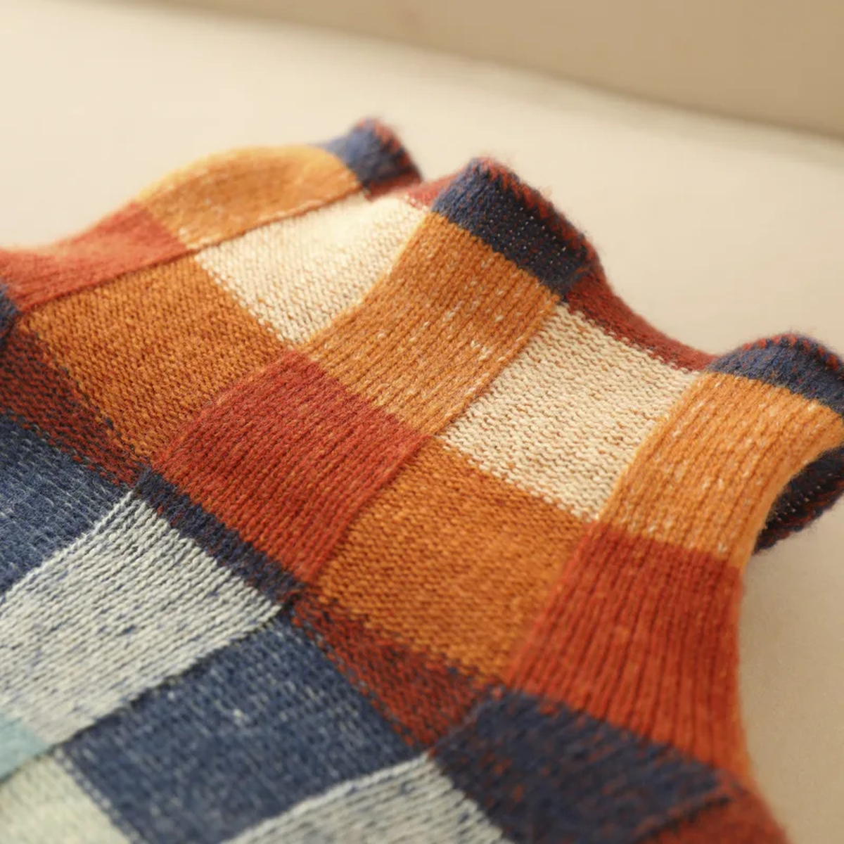 Luxurious Cashmere Turtleneck Sweater With Patchwork Design