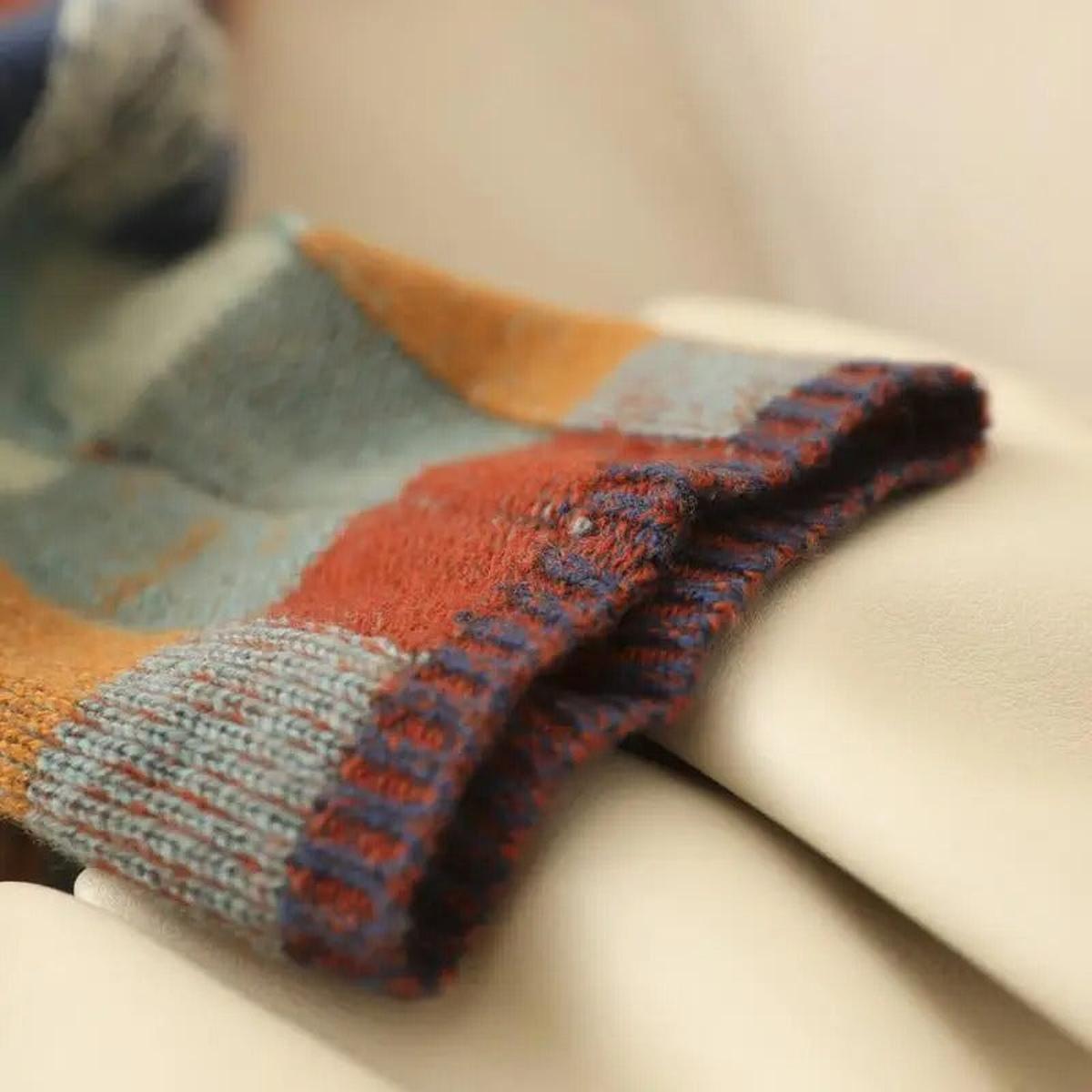 Luxurious Cashmere Turtleneck Sweater With Patchwork Design