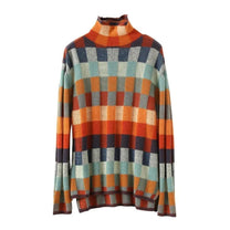 Luxurious Cashmere Turtleneck Sweater With Patchwork Design