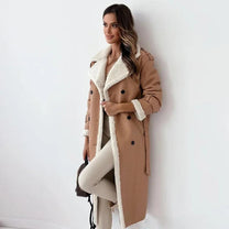 Luxurious Long Women&#39;s Winter Coat Made From Premium Lambswool