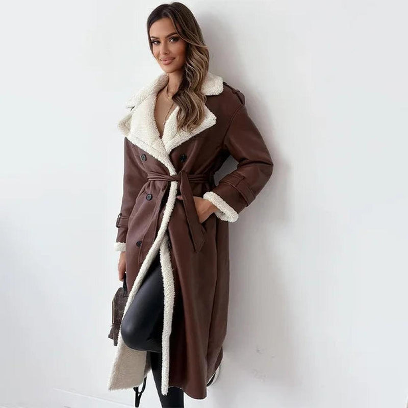 Luxurious Long Women&#39;s Winter Coat Made From Premium Lambswool