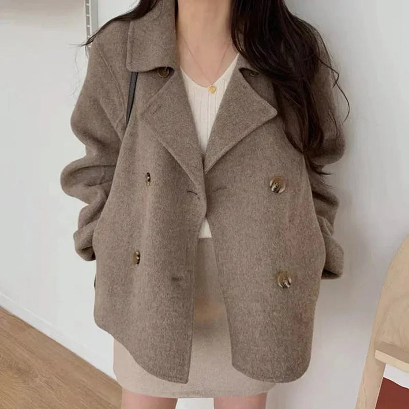 Luxurious Oversized Double-Breasted Wool Coat