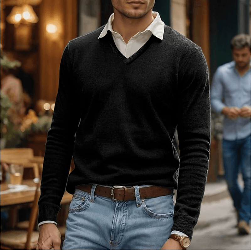 Luxurious Soft Cotton Blend V-Neck Jumper