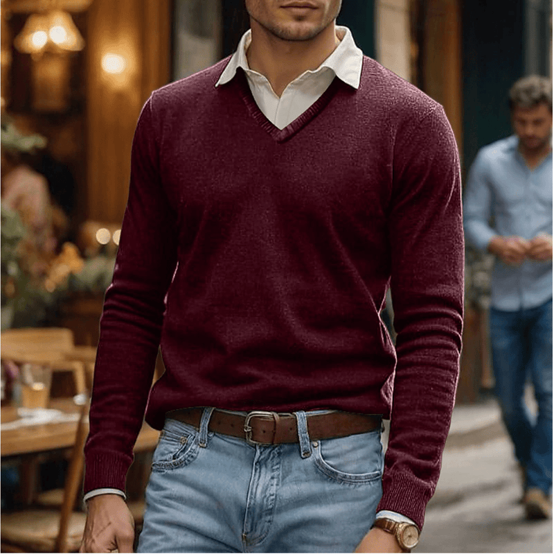 Luxurious Soft Cotton Blend V-Neck Jumper
