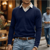 Luxurious Soft Cotton Blend V-Neck Jumper