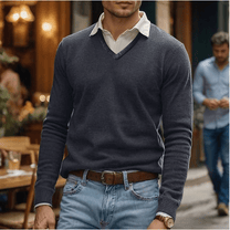 Luxurious Soft Cotton Blend V-Neck Jumper