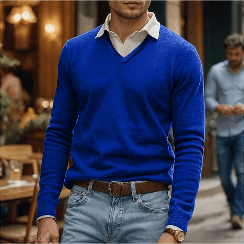 Luxurious Soft Cotton Blend V-Neck Jumper