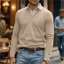 Luxurious Soft Cotton Blend V-Neck Jumper