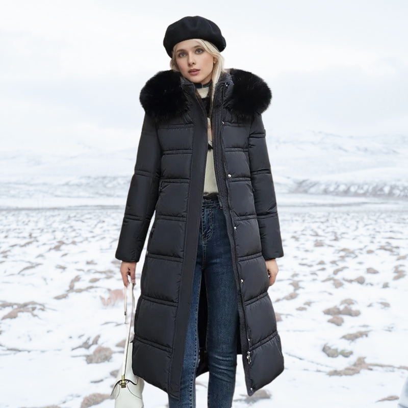 Luxurious Winter Coat With Faux Fur Collar