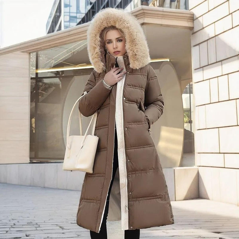 Luxurious Winter Coat With Faux Fur Collar