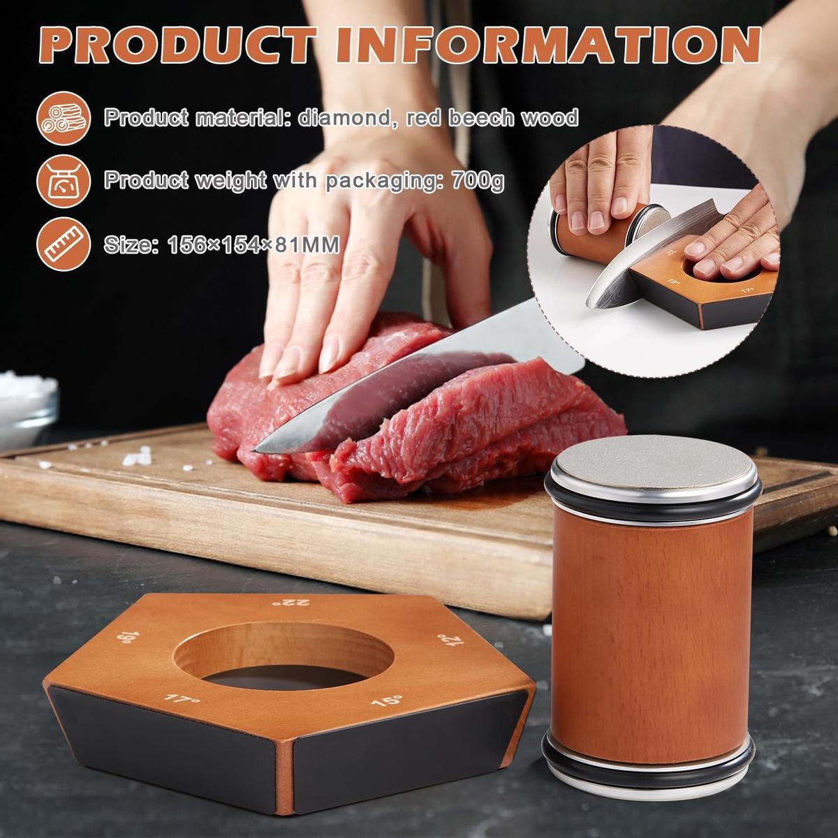 Manual Diamond Rolling Knife Sharpener With Magnetic Angle Support