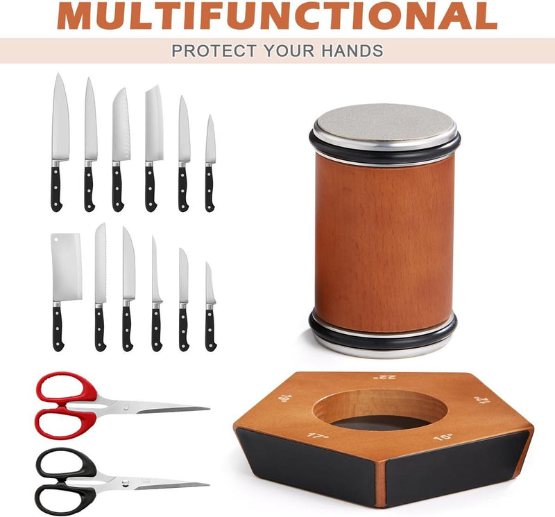 Manual Diamond Rolling Knife Sharpener With Magnetic Angle Support