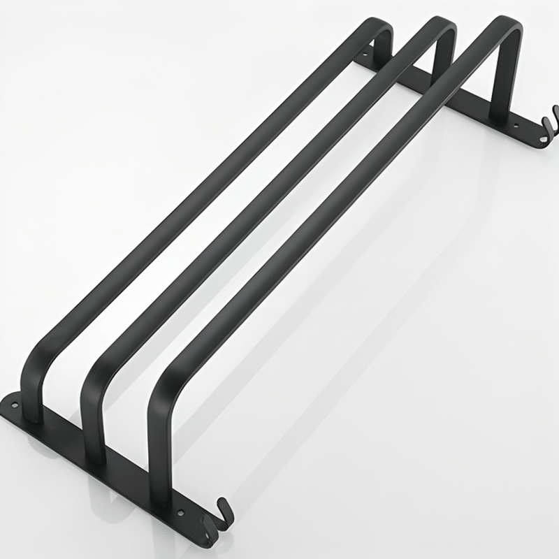 Matte Black Towel Holder With Hooks And Adjustable Bars