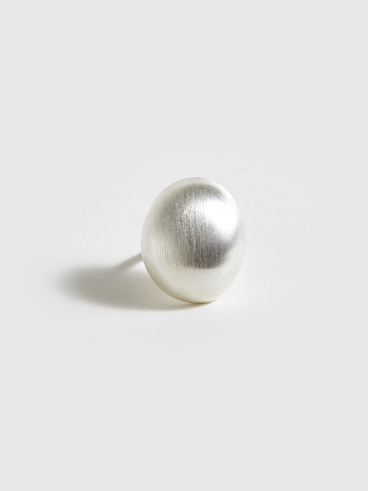 Matte Silver Striped Oval Ring