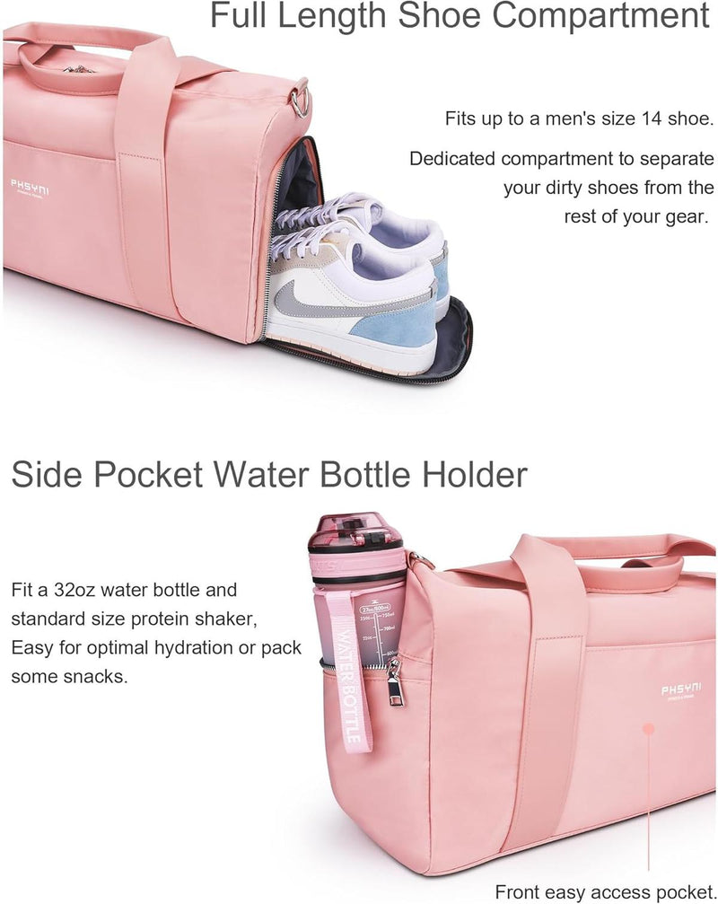 Medium Waterproof Sports Bag With PU Leather Handles And Shoe Compartment