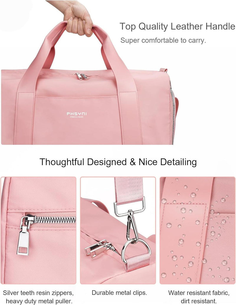 Medium Waterproof Sports Bag With PU Leather Handles And Shoe Compartment
