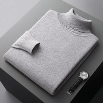 Men&#39;s 100% Cashmere Turtleneck Sweater Ribbed Cuffs Regular Fit