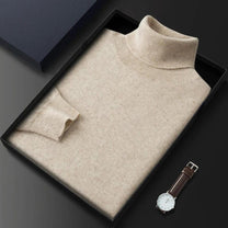 Men&#39;s 100% Cashmere Turtleneck Sweater Ribbed Cuffs Regular Fit