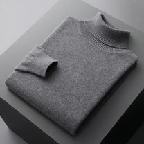 Men&#39;s 100% Cashmere Turtleneck Sweater Ribbed Cuffs Regular Fit