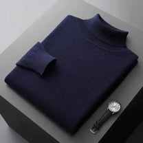 Men&#39;s 100% Cashmere Turtleneck Sweater Ribbed Cuffs Regular Fit