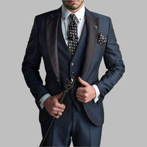 Men’s 3-Piece Suit Set – Polyester Wool Blend Blazer, Waistcoat &amp; Trousers for Formal and Smart Casual Occasions