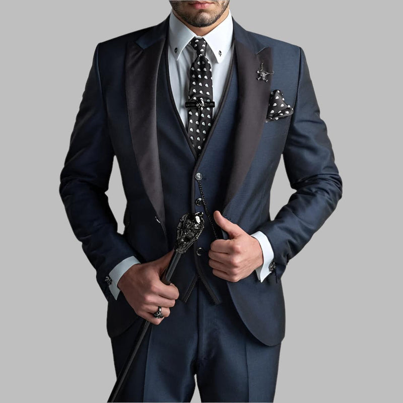 Men’s 3-Piece Suit Set – Polyester Wool Blend Blazer, Waistcoat &amp; Trousers for Formal and Smart Casual Occasions