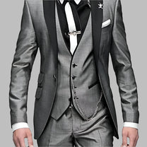 Men’s 3-Piece Suit Set – Polyester Wool Blend Blazer, Waistcoat &amp; Trousers for Formal and Smart Casual Occasions