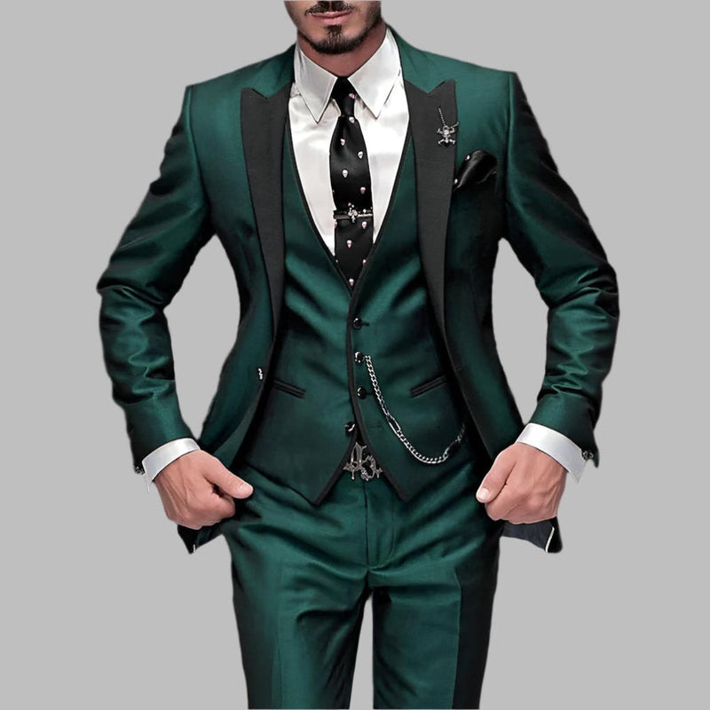 Men’s 3-Piece Suit Set – Polyester Wool Blend Blazer, Waistcoat &amp; Trousers for Formal and Smart Casual Occasions