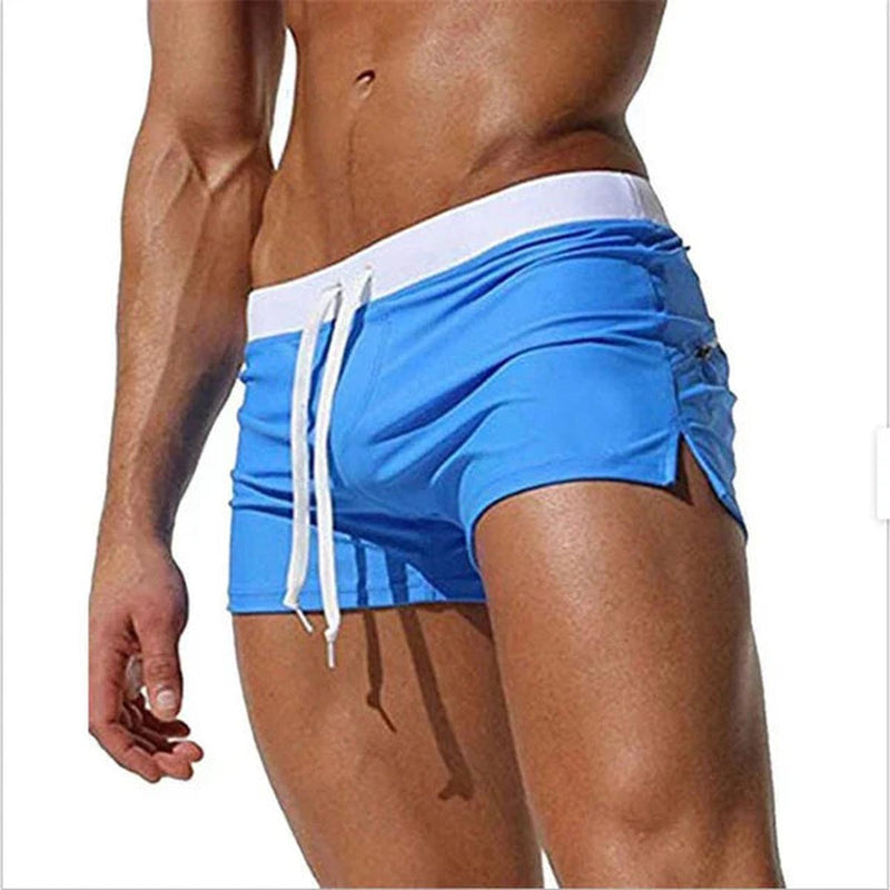 Men&#39;s Adjustable Swim Trunks with Side Slits for Comfort and Style