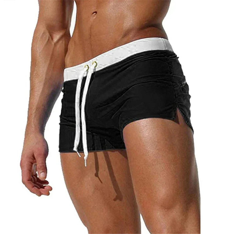 Men&#39;s Adjustable Swim Trunks with Side Slits for Comfort and Style