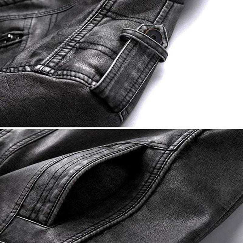 Men&#39;s Black Leather Biker Jacket