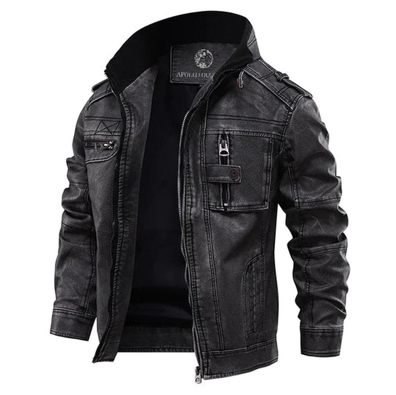 Men&#39;s Black Leather Biker Jacket