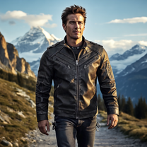 Men&#39;s Black Leather Jacket With Removable Hood