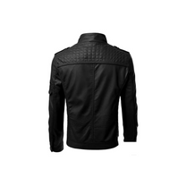 Men&#39;s Black Leather Jacket With Removable Hood