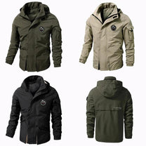 Men&#39;s Bomber Jacket With Adjustable Hood And Sleeve Pocket
