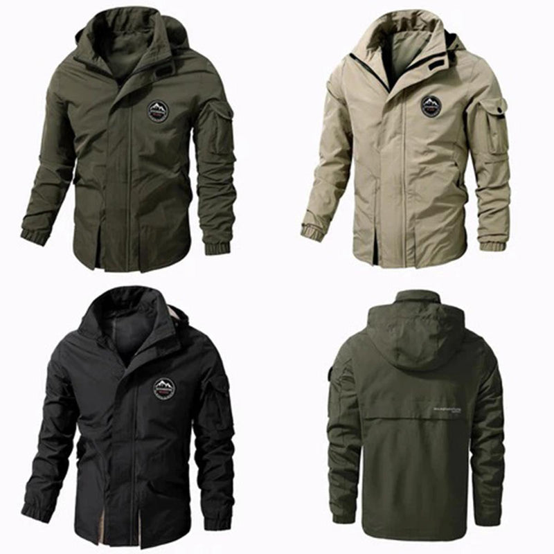 Men&#39;s Bomber Jacket With Adjustable Hood And Sleeve Pocket