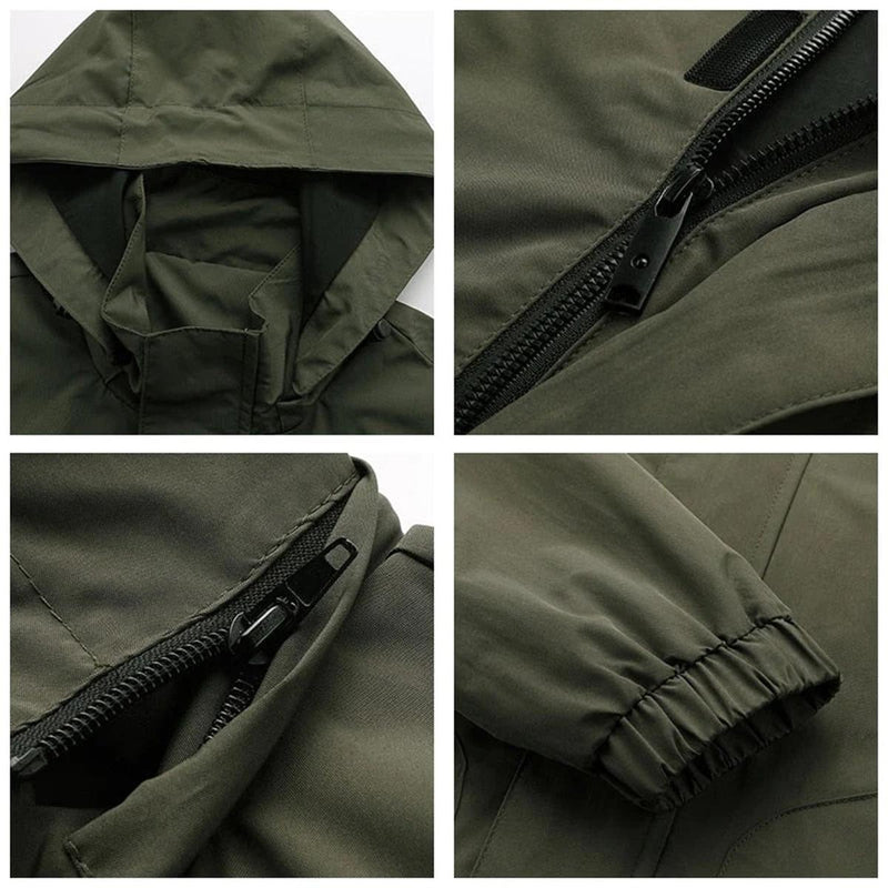 Men&#39;s Bomber Jacket With Adjustable Hood And Sleeve Pocket