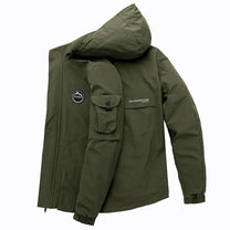 Men&#39;s Bomber Jacket With Adjustable Hood And Sleeve Pocket
