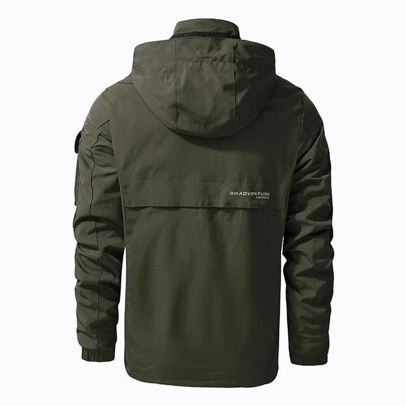 Men&#39;s Bomber Jacket With Adjustable Hood And Sleeve Pocket