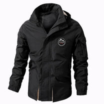 Men&#39;s Bomber Jacket With Adjustable Hood And Sleeve Pocket