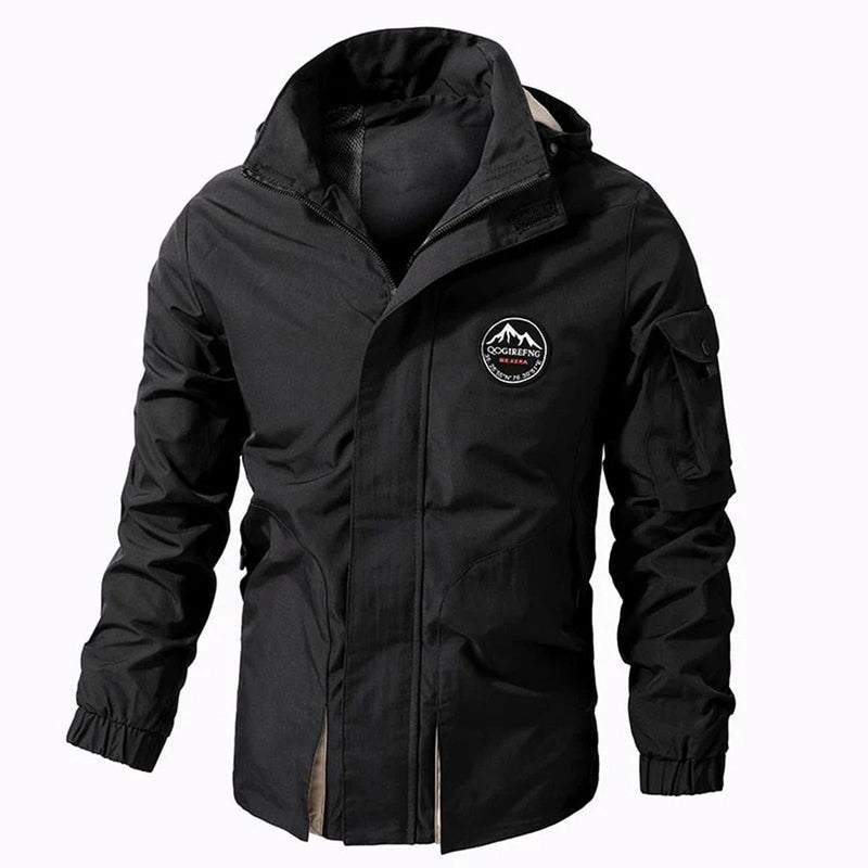 Men&#39;s Bomber Jacket With Adjustable Hood And Sleeve Pocket