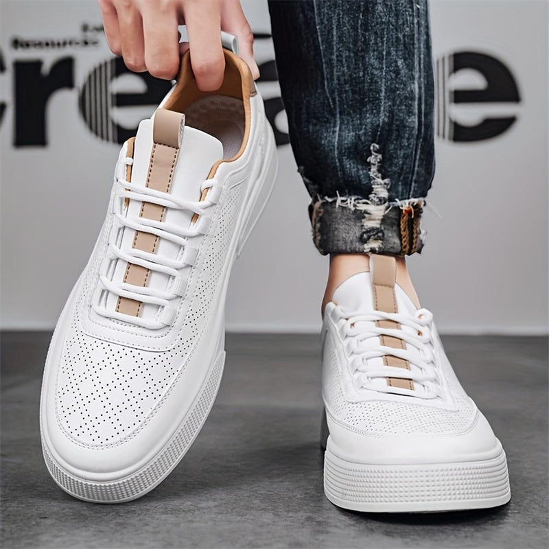 Men&#39;s Breathable Perforated Leather Sneakers