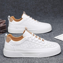 Men&#39;s Breathable Perforated Leather Sneakers