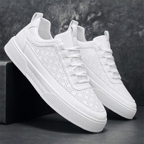 Men&#39;s Breathable Perforated Leather Sneakers