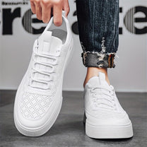 Men&#39;s Breathable Perforated Leather Sneakers