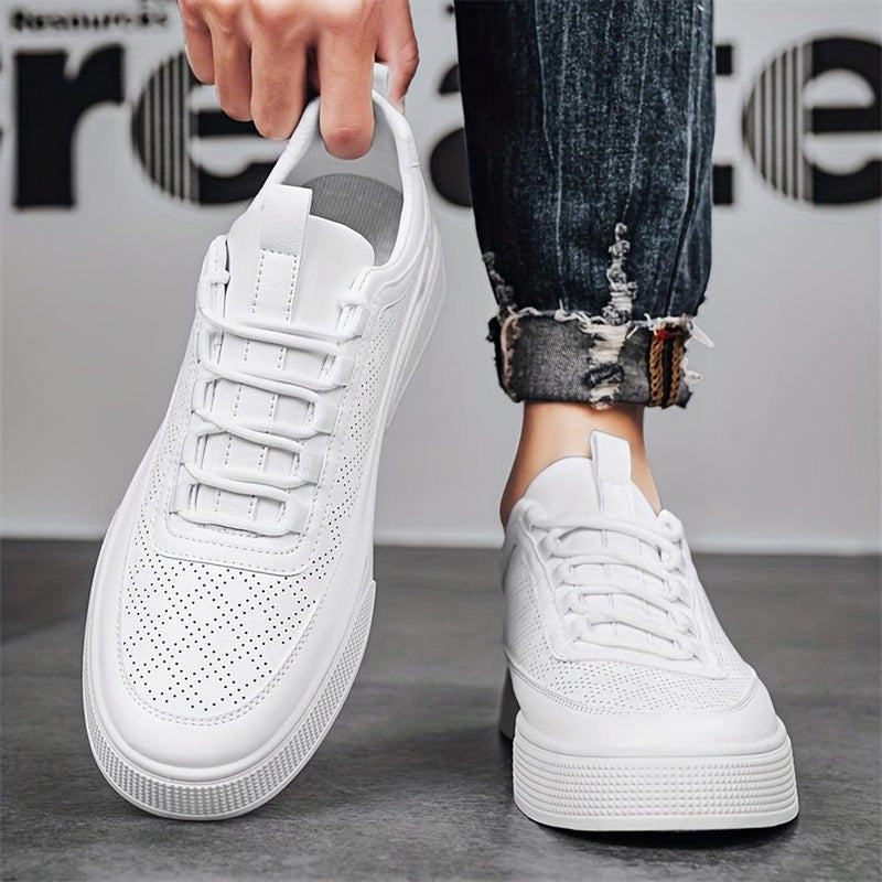 Men&#39;s Breathable Perforated Leather Sneakers