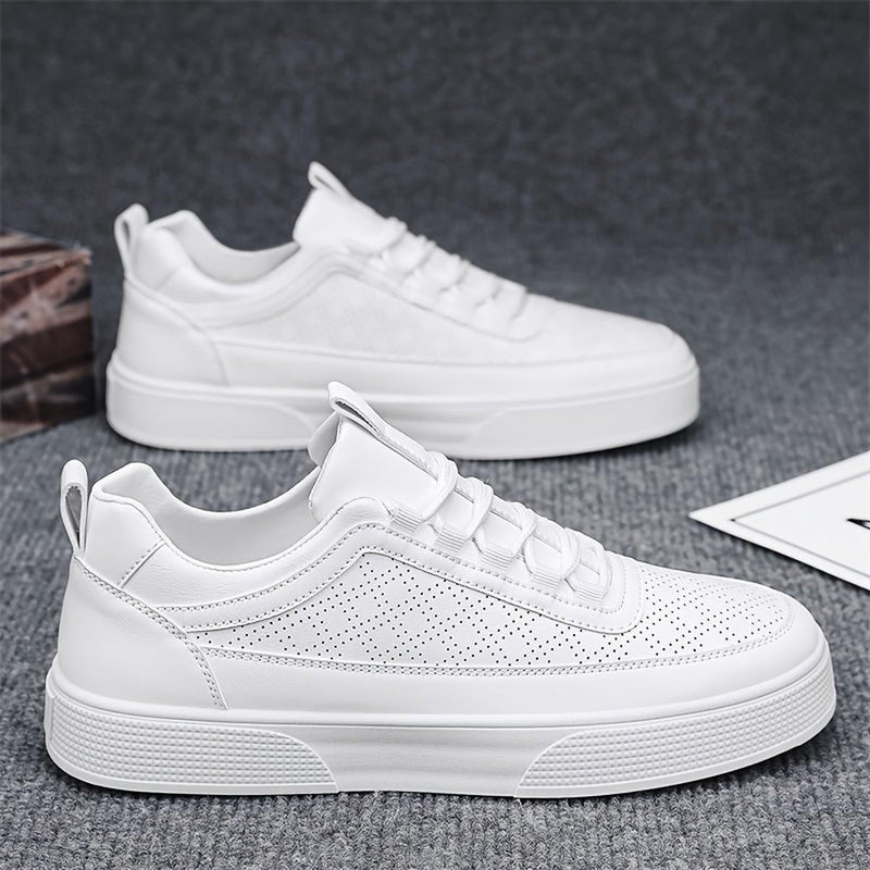 Men&#39;s Breathable Perforated Leather Sneakers