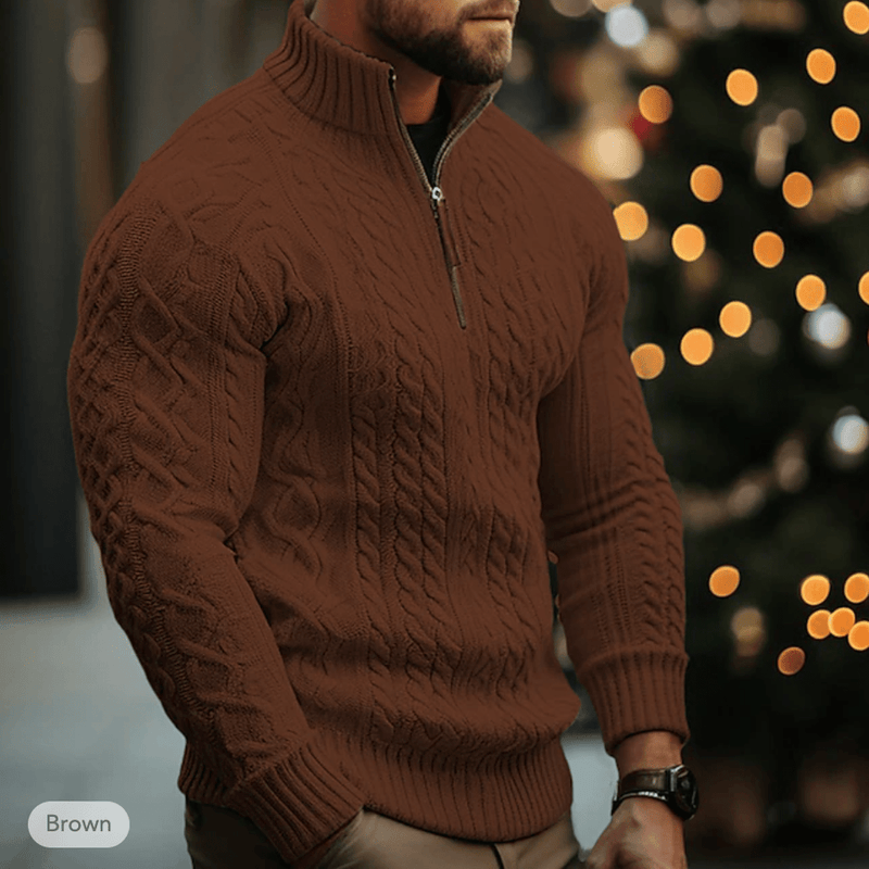 Men&#39;s Cable Knit Half-Zip Sweater