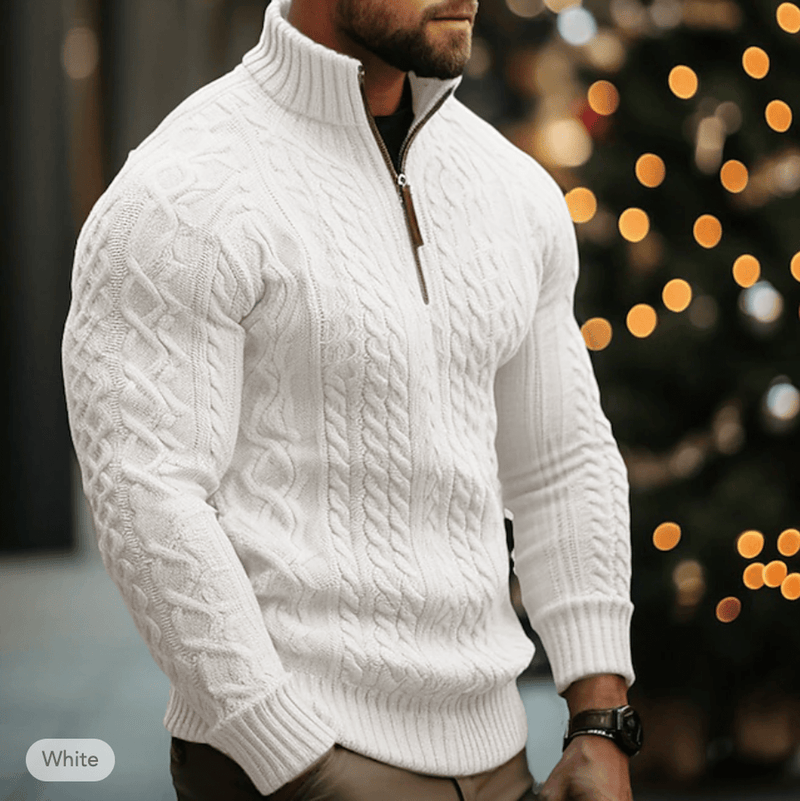 Men&#39;s Cable Knit Half-Zip Sweater